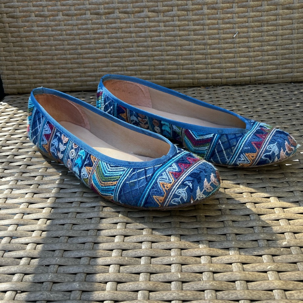 French Sole FR/NY Blue Patterned Women's Flats